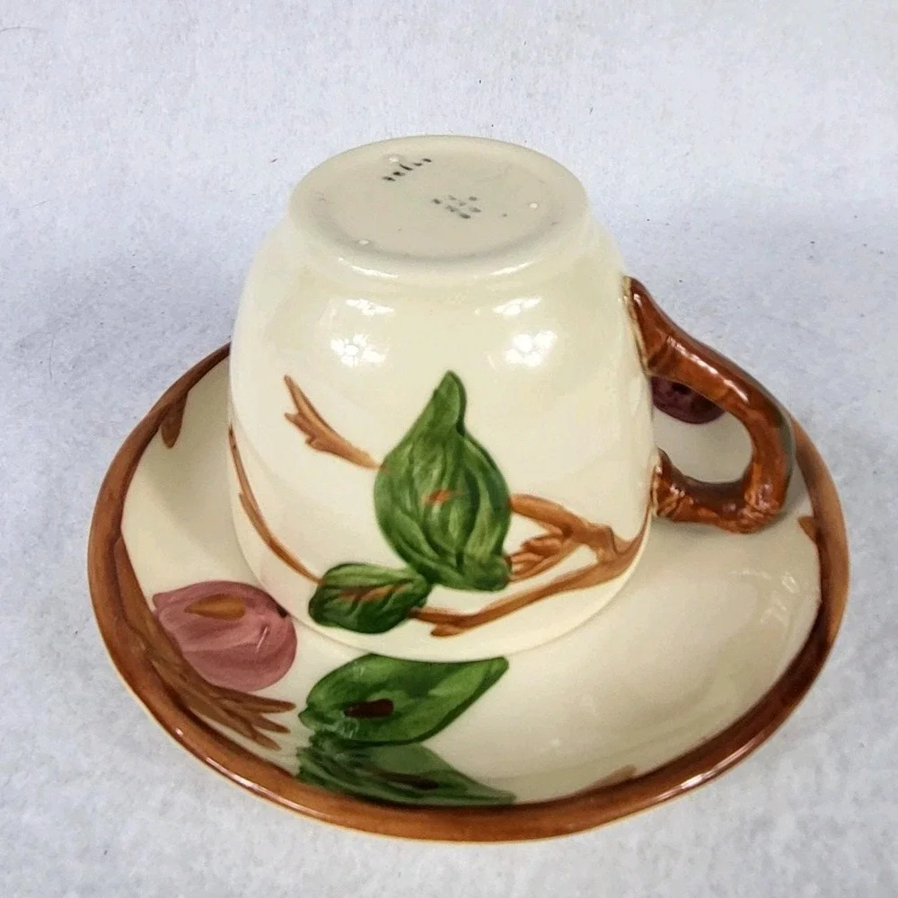 Franciscan Apple Teacup and Saucer Set Hand Decorated Staffordshire England